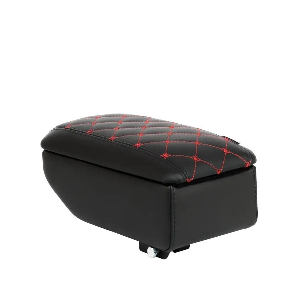 Бокс - подлокотник для лада 2190 fl, красный квадрат, черный, кож.зам. Бокс - подлокотник для лада 2190 fl, красный квадрат, черный, кож.зам.