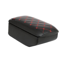 Бокс - подлокотник для лада 2190,1118-2,датсун Ми-До, Он-До, красный квадрат, кож.зам. черный