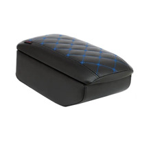 Бокс - подлокотник для лада 2190,1118-2,датсун Ми-До, Он-До, синий квадрат, кож.зам. черный