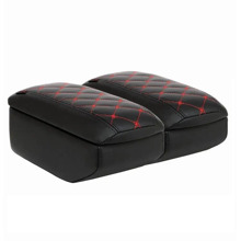 Бокс - подлокотник для лада нива 2121, 21213, 21214, 2131, Урбан, красный квадрат, кож.зам. черный