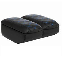 Бокс - подлокотник для лада нива 2121, 21213, 21214, 2131, Урбан, синий квадрат, кож.зам. черный