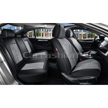 Комплект чехлов на весь салон 5D ARGON PLUS, материал ЭкоКожа-замша, каркасные цвет серый, строчка черная/серая, кант черный