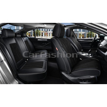 Комплект чехлов на весь салон 5D ARGON PLUS, каркасные, материал ЭкоКожа-замша, цвет черный, строчка черная/серая, кант серый