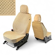 Комплект накидок на весь салон лен звезда ромб plus, ткань лён, закрытые бока-гармошка лён, спинка лен, цвет бежевый, строчка коричневая, кант бежевый