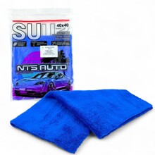 Салфетка 40*40 микрофибра двухсторонняя бесшовная, цвет синий