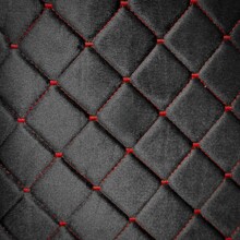 Велюр прошитый ромб с закрепом на поролоне 7 мм без силиконовой основе, цвет черный нитка красная, 1,45*20 м
