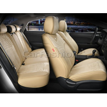 Комплект чехлов на весь салон 5D SHELL PLUS, материал замша, цвет Бежевый/бежевый/бежевый