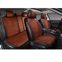 Комплект накидок на весь салон HORNET PLUS, цвет коричневый, строчка коричневая, кант черный