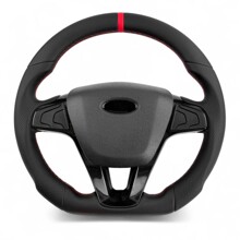 Руль 2170 анатомический в коже красный