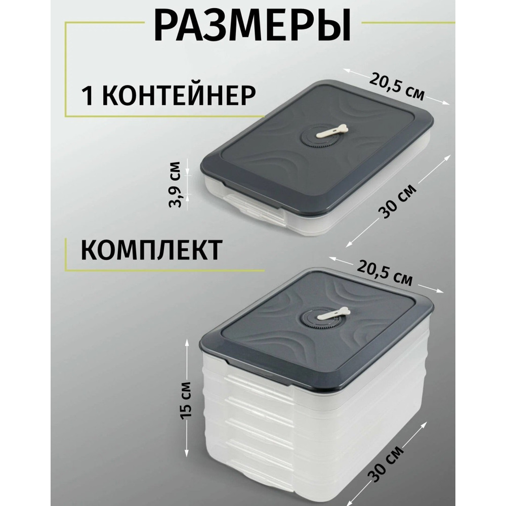 Контейнер для заморозки многоуровневый, 4 яруса, 300*205*150 мм, цвет графит Контейнер для заморозки многоуровневый, 4 яруса, 300*205*150 мм, цвет графит