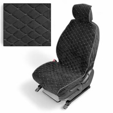 Комплект накидок на весь салон FLOREX PLUS, ткань велюр, стежка ромб, цвет черный, строчка белая, кант черный