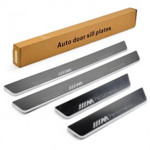 Накладки внутренних порогов с неоновой подсветкой, для BMW X5 2006г., цвет синий, 4 шт.