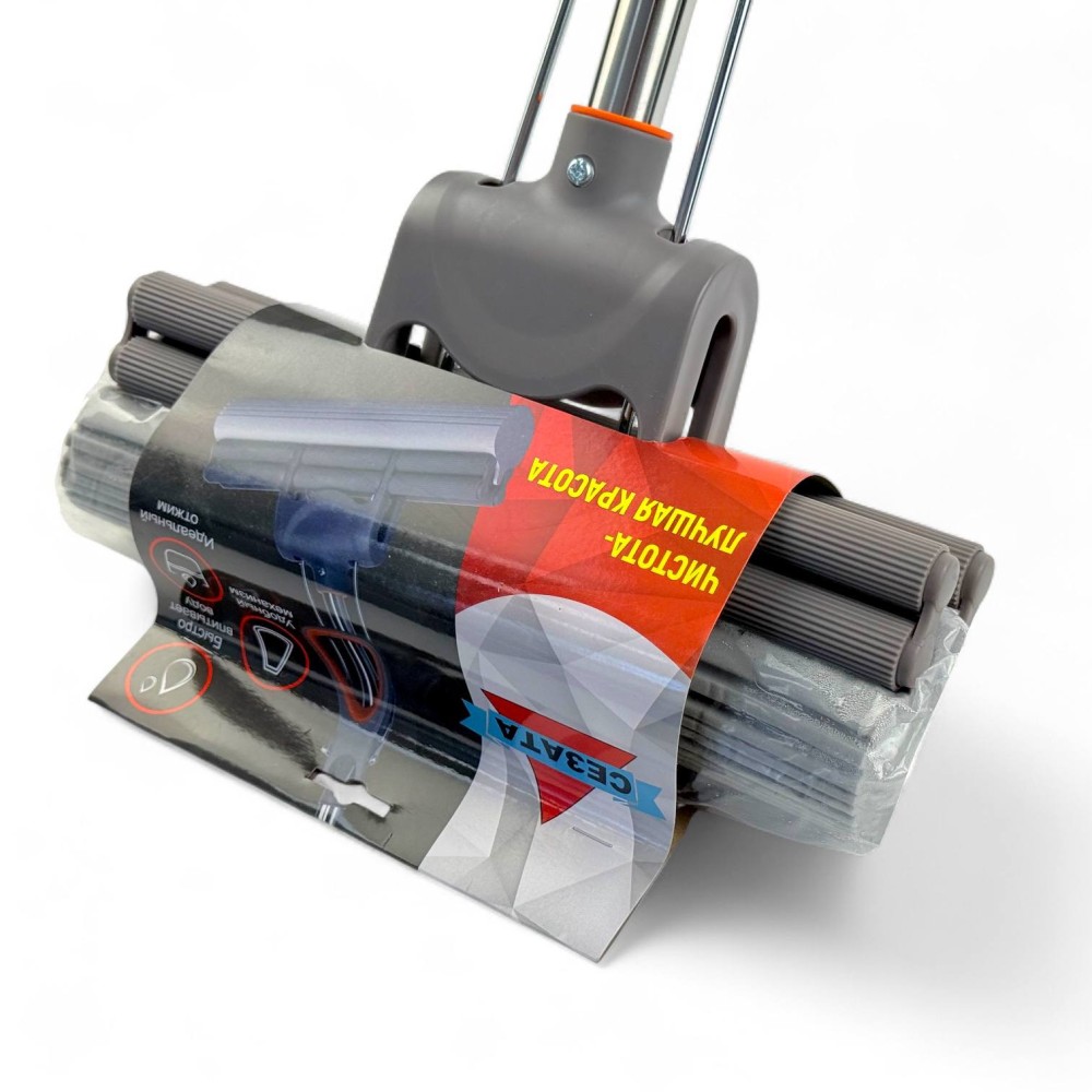 Швабра пва для пола губка с 2-мя отжимами металлическая телескопическая ручка 104*37,5 см Швабра пва для пола губка с 2-мя отжимами металлическая телескопическая ручка 104*37,5 см