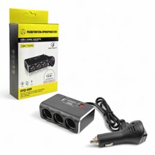 Разветвитель прикуривателя 3 гнезда + 2 USB, 100 W, 12/24В