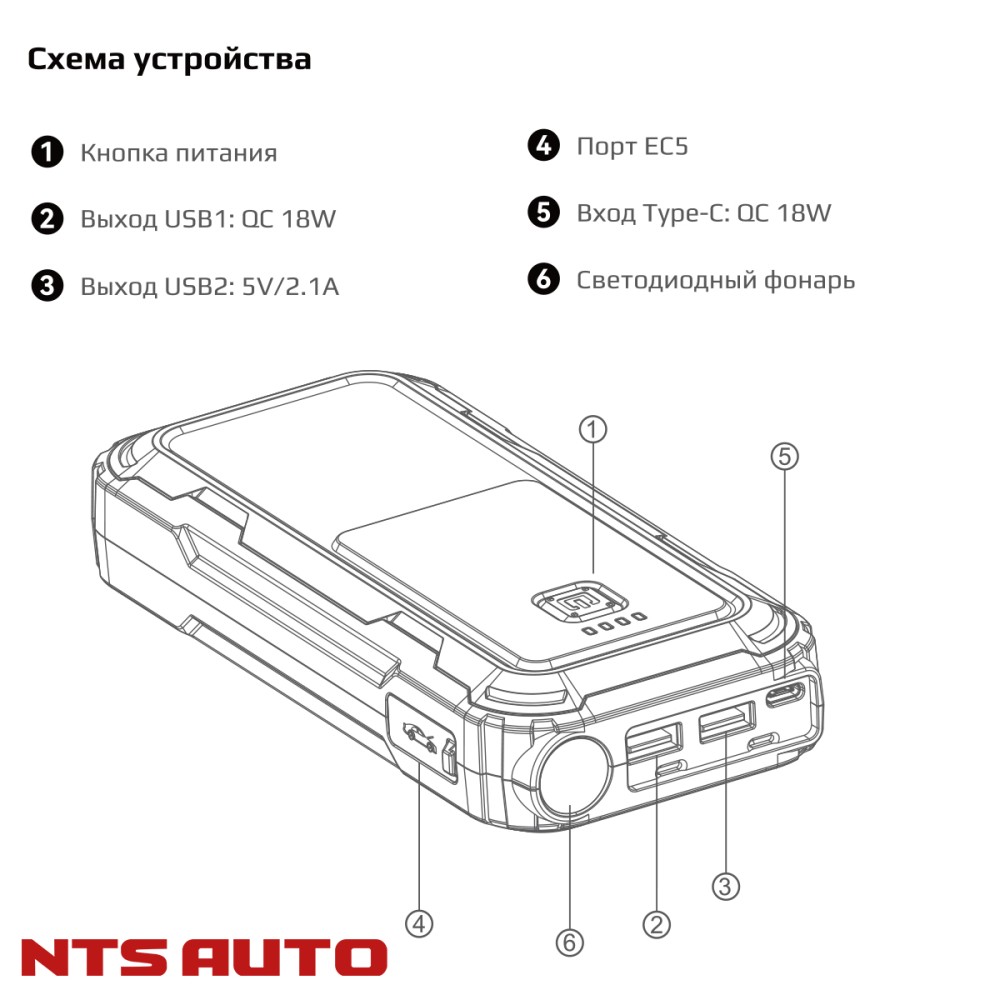 Пуско-зарядное устройство 12 V 1000 с фонариком A GK-J1201 Пуско-зарядное устройство 12 V 1000 с фонариком A GK-J1201