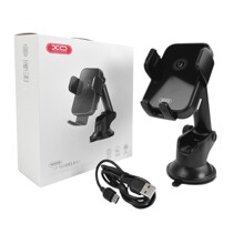 Телефонный держатель с беспроводной зарядкой 15W, на присоске цвет черный