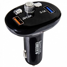 FM-Модулятор Bluetooth/USB/SD micro/дисплей + USB выход на зарядку 3.1 A, цвет черный