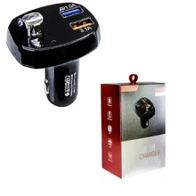 FM-Модулятор Bluetooth/USB/SD micro/дисплей + USB выход на зарядку 3.1 A FM-C193, цвет черный