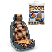 Накидка на сидение деревянная массажная с подголовником, покрытая светлым лаком (127*38см)