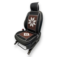 Накидка на сидение деревянная массажная с сеткой и подголовником, цвет вишневая, с рисунком (134*51см)