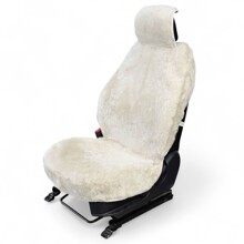 Накидка на переднее сиденье FRONT аляска из натуральной высококачественной овчины без подклады, цвет белый с закрытыми боками