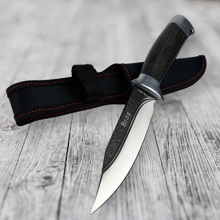 Нож охотничий волк, рукоятка деревянная коричневая