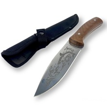 Нож охотничий, деревянная рукоятка, (акула), коричневый