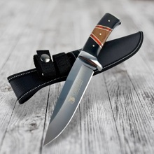 Нож охотничий, деревянная рукоятка, коричневый (олень)