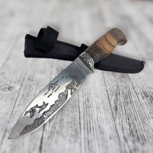 Нож охотничий, деревянная рукоятка, коричневый (охотник)