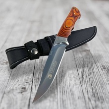 Нож охотничий, деревянная рукоятка, коричневый (охотник)