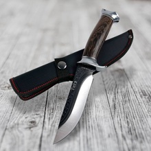 Нож охотничий, деревянная рукоятка, коричневый (тигр)