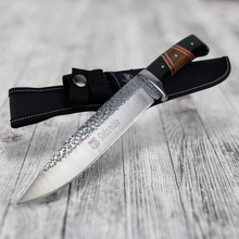 Нож охотничий, деревянная рукоятка, трехцветная