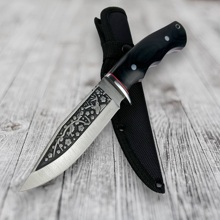 Нож охотничий, деревянная рукоятка, черный