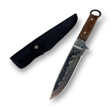 Нож охотничий, с кольцом коричневый