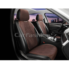 Накидки на передние сиденья 2D COLT FRONT, материал замша + экоКожа, цвет коричневый, строчка коричневая, кант коричневый