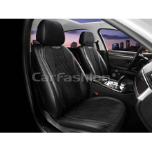 Накидки на передние сиденья 2D COLT FRONT, материал замша + экоКожа, цвет черный, строчка черный, кант черный