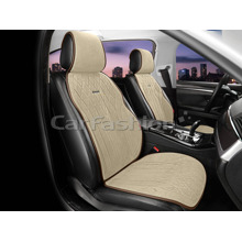 Накидки на передние сиденья 2D PEAK FRONT, материал замша + экоКожа, цвет бежевый, строчка бежевая кант коричневый