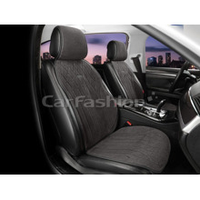 Накидки на передние сиденья 2D PEAK FRONT, материал замша + экоКожа, цвет серый, строчка черная, кант серый