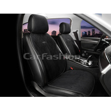 Накидки на передние сиденья 2D PEAK FRONT, материал замша + экоКожа, цвет черный, строчка черная, кант черный