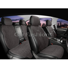 Комплект накидок на весь салон PLUS 2D PEAK, материал замша + экоКожа, цвет серый, строчка серая, кант черный