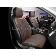 Накидки на передние сиденья 2D TERRA FRONT, материал твид + экоКожа, цвет коричневый, строчка коричневая, кант коричневый