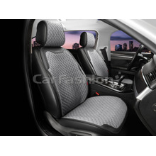 Накидки на передние сиденья 2D TERRA FRONT, материал твид + экоКожа, цвет серый, строчка серая, кант черный