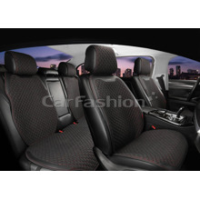 Комплект накидок на весь салон PLUS 2D TERRA, материал твид + экоКожа, цвет черный, строчка красная, кант черный