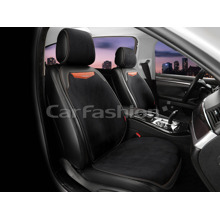 Накидки на передние сиденья 2D TRIO FRONT, материал замша + экоКожа, цвет черный/оранжевый/оранжевый/черный