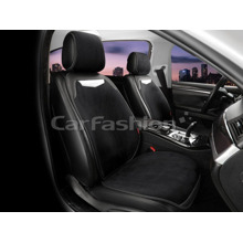 Накидки на передние сиденья 2D TRIO FRONT, материал замша + экоКожа, цвет черный/черный/белый/белый