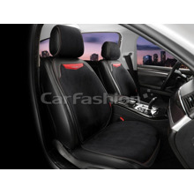 Накидки на передние сиденья 2D TRIO FRONT, материал замша + экоКожа, цвет черный/черный/красный/красный