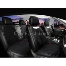 Комплект накидок на весь салон PLUS 2D TRIO, материал замша + экоКожа, цвет черный/белый/белый/черный