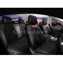 Комплект накидок на весь салон PLUS 2D TRIO, материал замша + экоКожа, цвет черный/красный/красный/черный