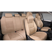 Комплект накидок на весь салон 5D Genesis PLUS, ЭкоКожа, цвет бежевый, кант бежевый, подушки для шеи в комплекте