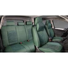 Комплект накидок на весь салон 5D Malibu PLUS, ЭкоКожа + лен, цвет зеленый, кант зеленый подушки для шеи в комплекте